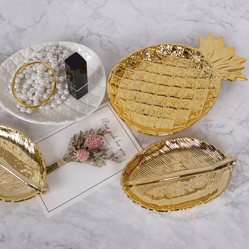 Gold Leaf Ceramic Tray